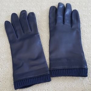 Women's Leather Blue Gloves